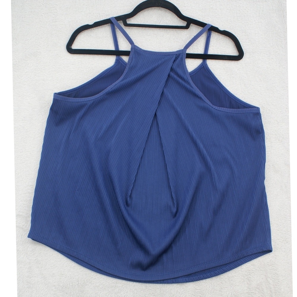 Tek Gear Navy Blue Ribbed Crossover Back Workout Tank Top Women XL Athleisure